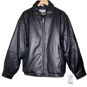 Boeing Men’s Black Lamb Leather Bomber Jacket Size L NWT